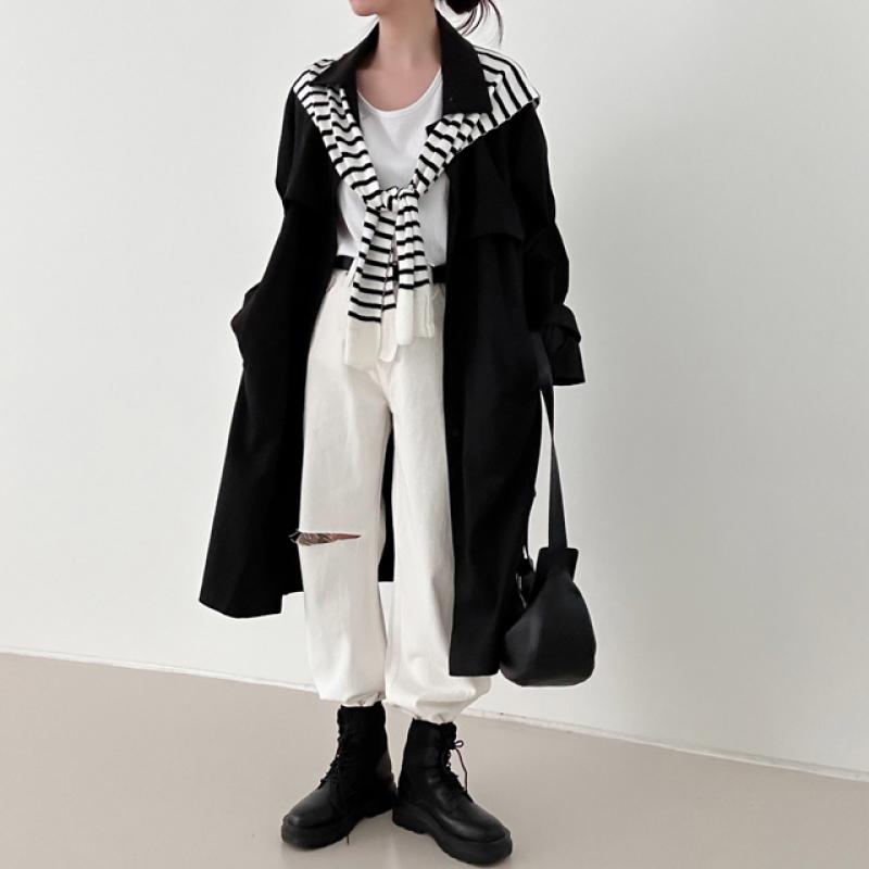 SET]コットンラップトレンチロングコート ベルト｜コート｜韓国