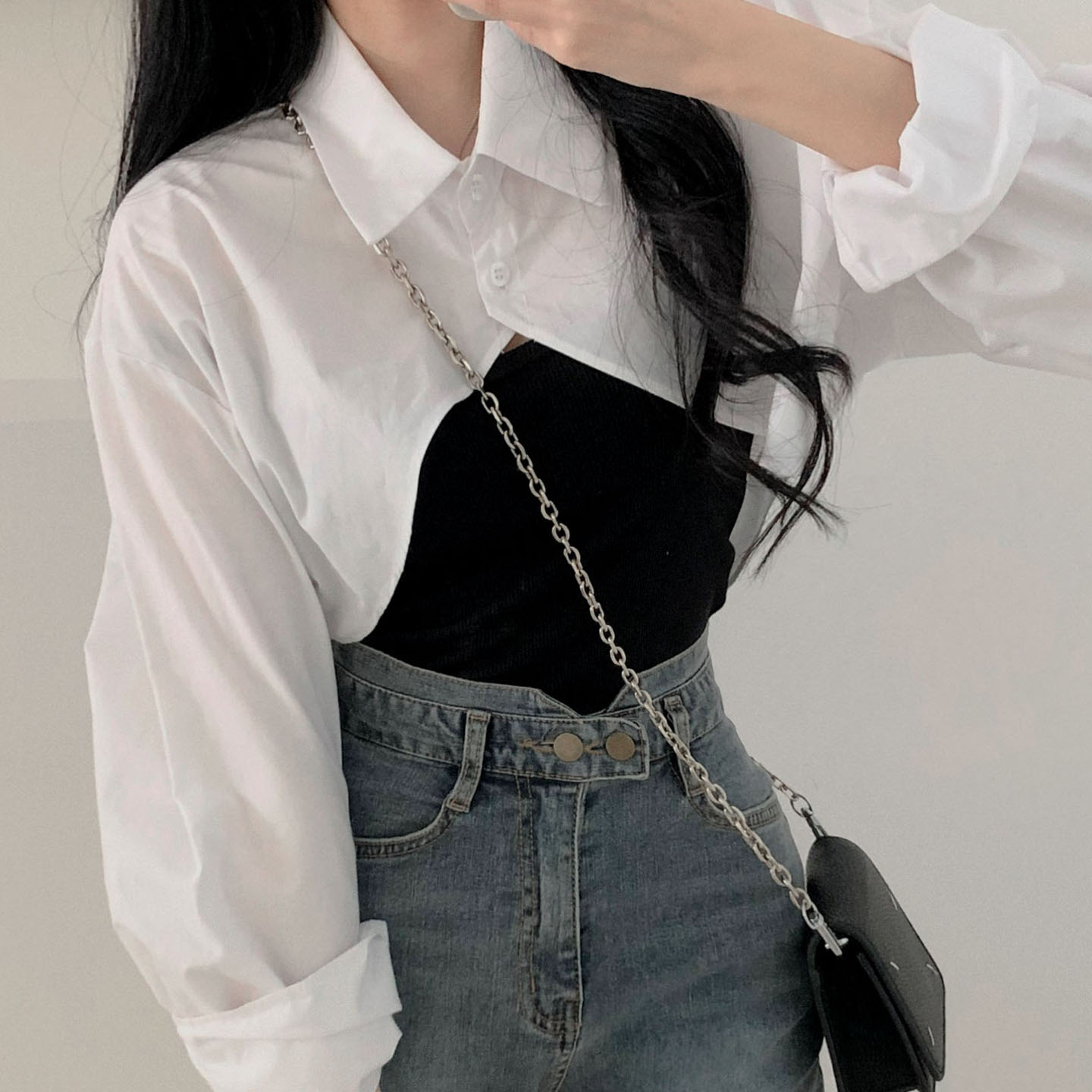 ユニークボレロスタイルクロップシャツ - [10代・20代女性ファッション
