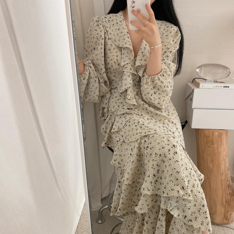 Sov. ソブ シフォンワンピース ロングワンピース ターコイズブルー