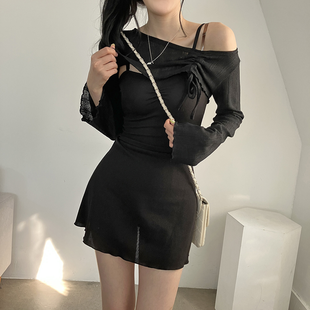 ★KAREN MILLEN★ ジャカード バンデージ ニット ミニワンピース me+em select ワンピース 「 2点セット 」シャーリングサイド