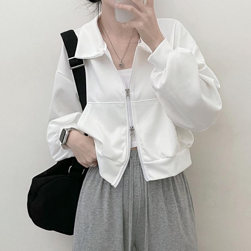 ベーシック2WAYカラークロップジップアップ｜ジャンパー｜韓国