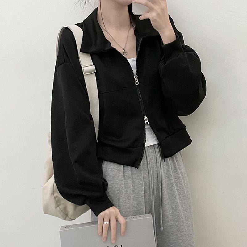 ベーシック2WAYカラークロップジップアップ｜ジャンパー｜韓国