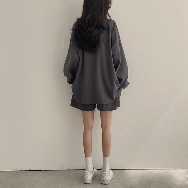 SET]21プリントオーバーフィットトレーナー ショートパンツ