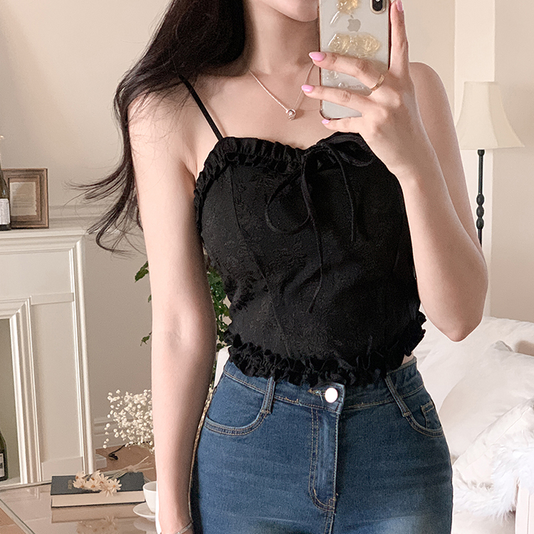 パープル ビッグリボン付きキャミソール レース タンクトップ・キャミソール(パープル・紫) | レディース