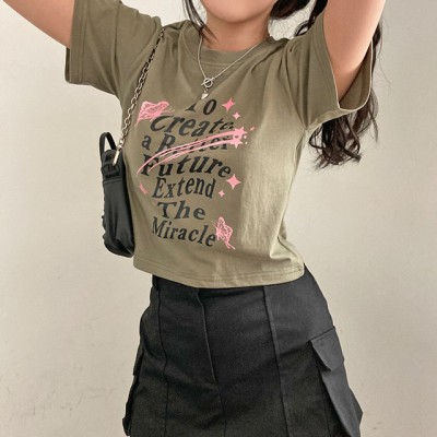 ユニーク英文レタリングクロップTシャツ - [10代・20代女性ファッション,韓国通販, SONA (ソニョナラ) - ソナ] - gifteabox