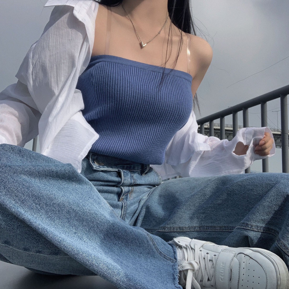 ルーズフィットシアーシャツ - [10代・20代女性ファッション,韓国通販