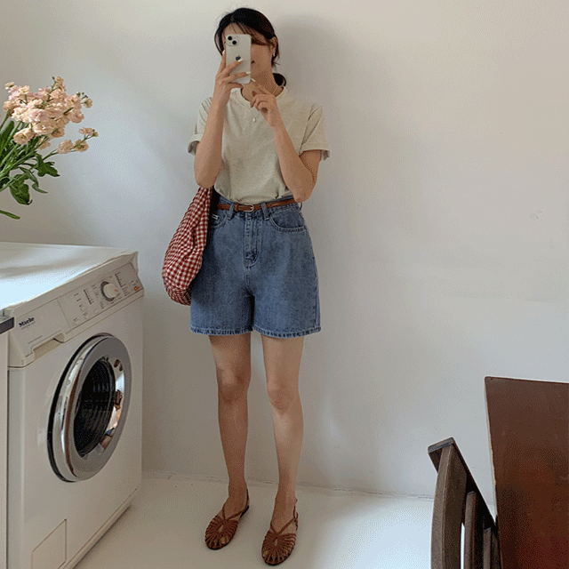 SET]デニムショートパンツ+ベルト｜ショートパンツ｜韓国