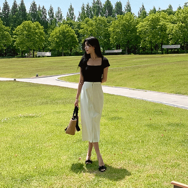 2WAYジップアップロングスカート - [10代・20代女性ファッション,韓国