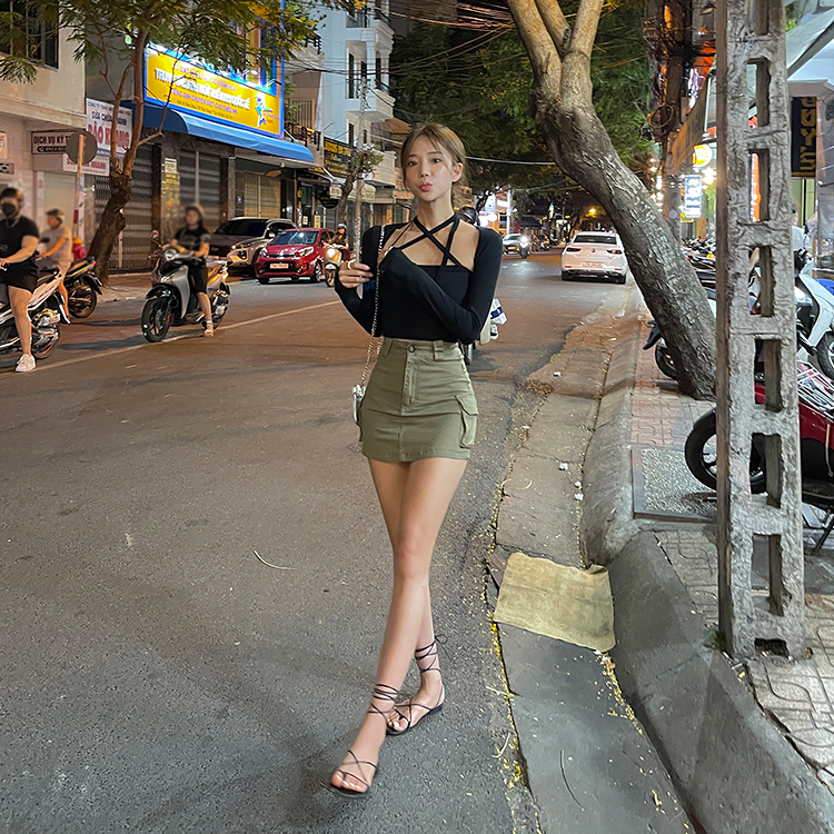 カーゴポケットミニスカート - [10代・20代女性ファッション,韓国
