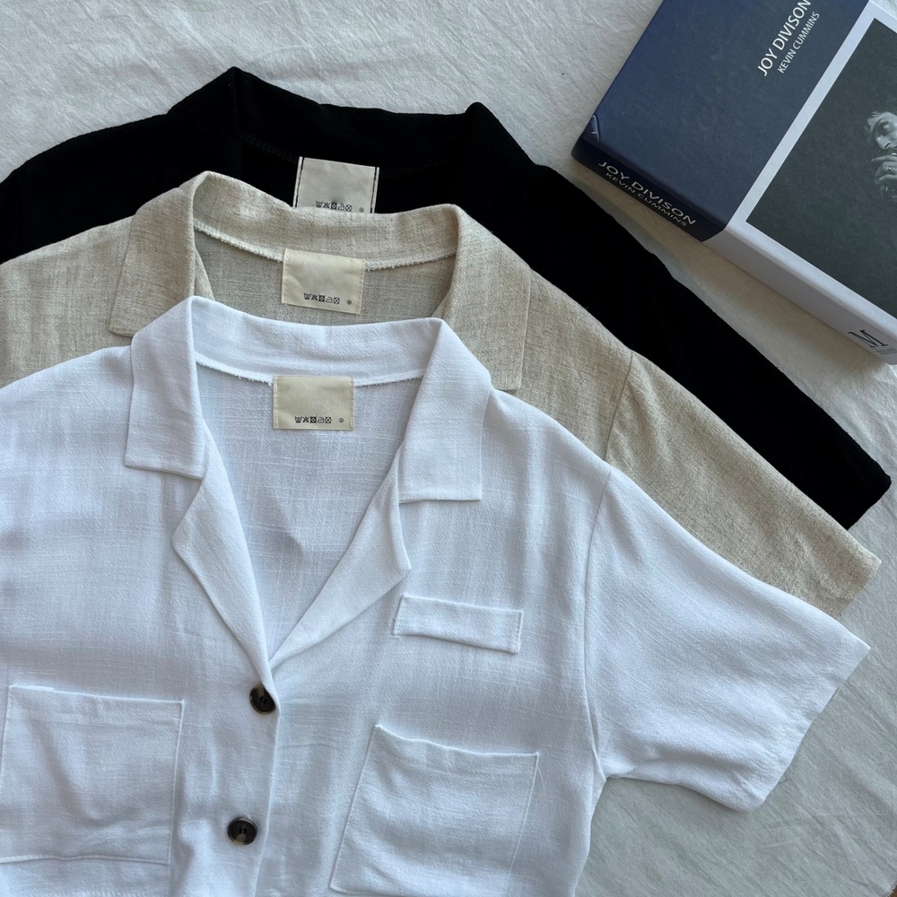 リネンツーボタンポケット半袖ジャケット｜ジャケット｜韓国