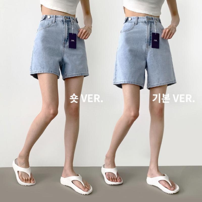 2XL가로 버튼 허리 조절 여름 워싱 3부 4부 데님 반바지