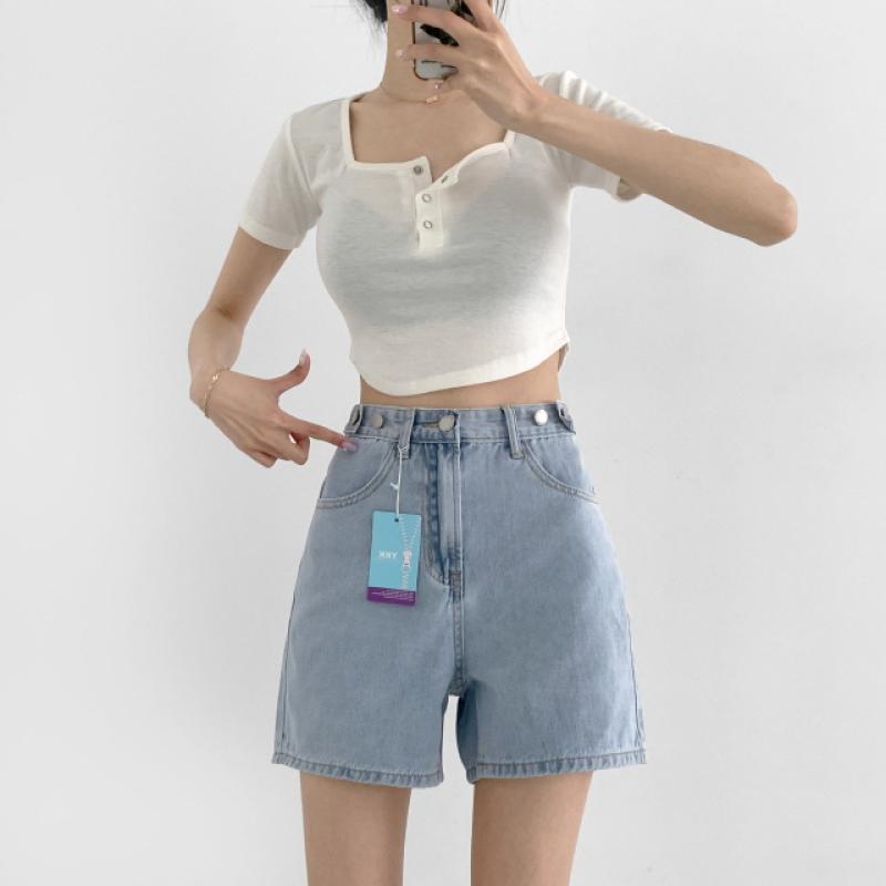 2XL가로 버튼 허리 조절 여름 워싱 3부 4부 데님 반바지