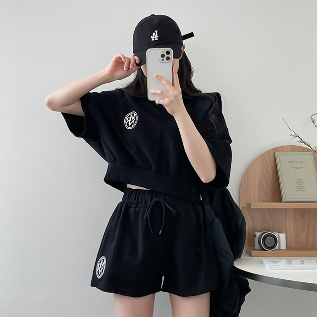 SET]MRNプリントTシャツ+ミニスカート・ショートパンツ(ボトムス選択