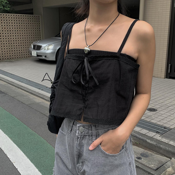 RYU KAGA リボン付きキャミソール RYU KAGA(リュウ カガ)/Denim camisole(デニム キャミソール