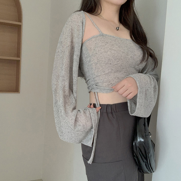 SET]シースルークロップキャミソール+ボレロカーディガン