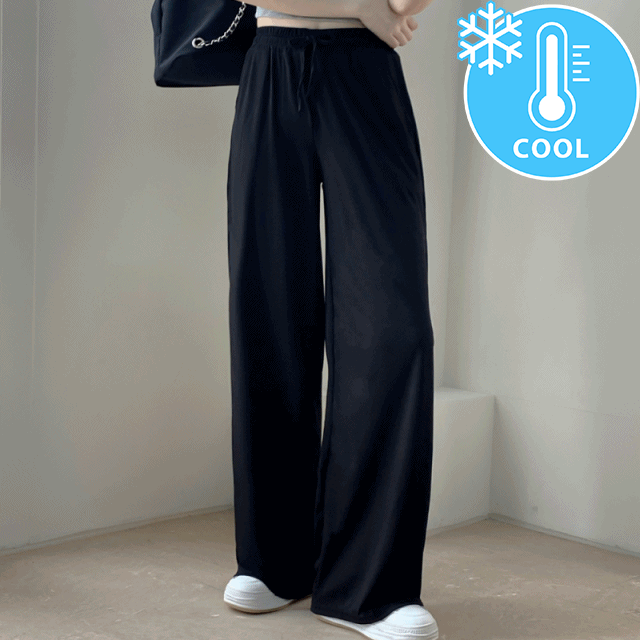 ワイドリブゴムロングパンツ6色 - [10代・20代女性ファッション,韓国