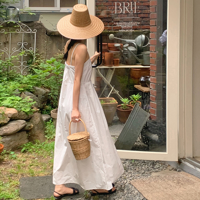 ハートネックピンタックロングキャミワンピース｜ロングワンピース