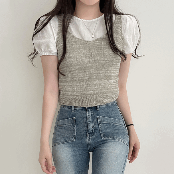 ミックスサマーニットベスト - [10代・20代女性ファッション,韓国通販 ...