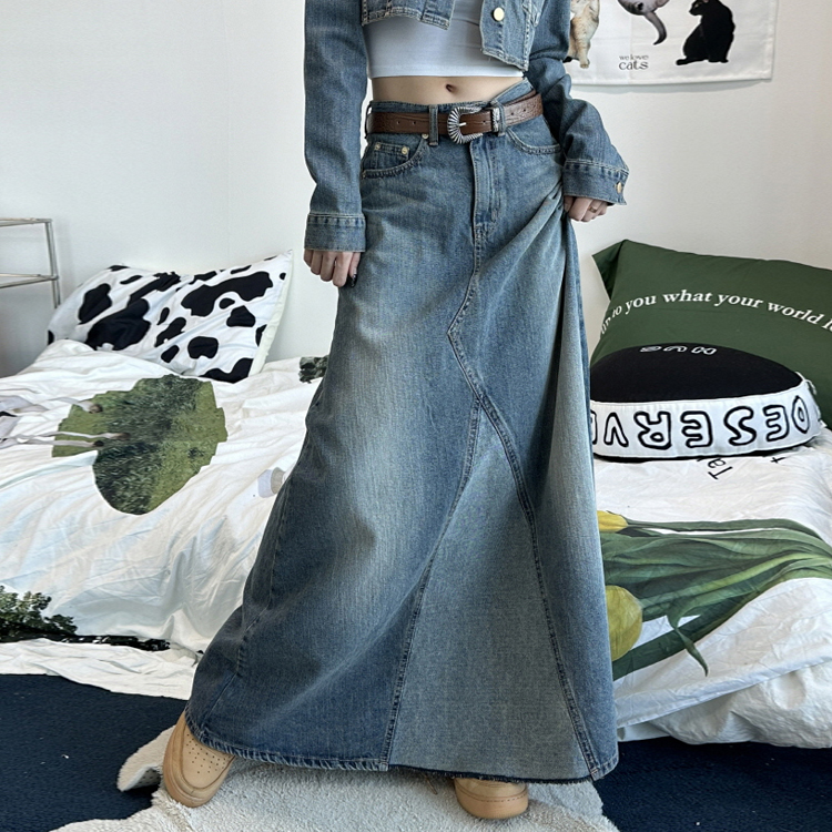 韓国 ソニョナラ デニムロングスカート - ロングスカート