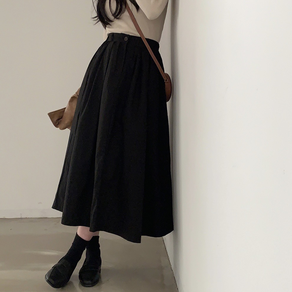 ピンタックAラインロングスカート｜ミディ/ロングスカート