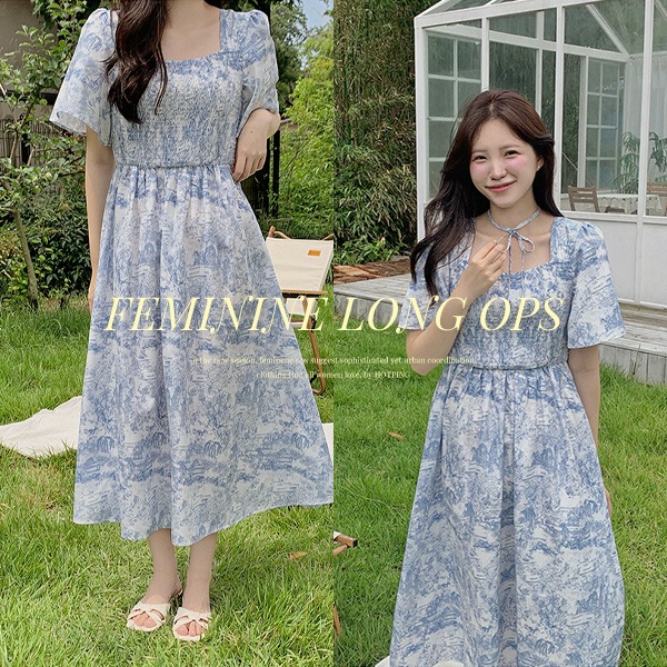 ウイングスリーブバンディングストラップロングワンピース｜ロング