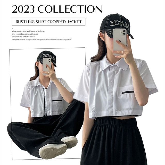 クロップシャツジャケット - [10代・20代女性ファッション,韓国通販