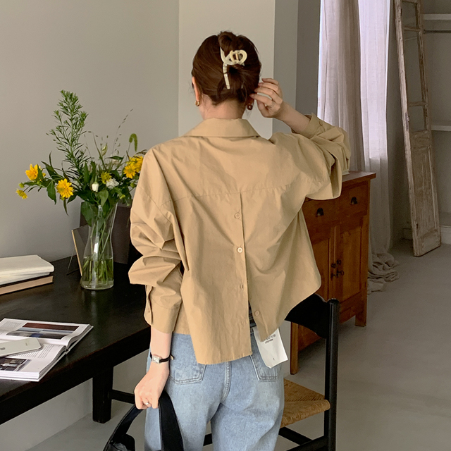 バックボタンコットンシャツ - [10代・20代女性ファッション,韓国通販