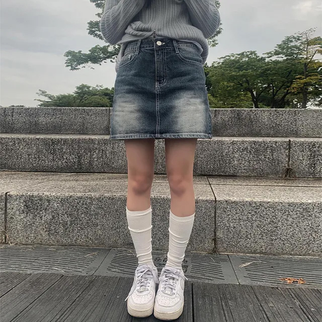 ウォッシングデニムミニスカート|ミニスカート|韓国 ウォッシングデニムミニスカート|ミニスカート|韓国