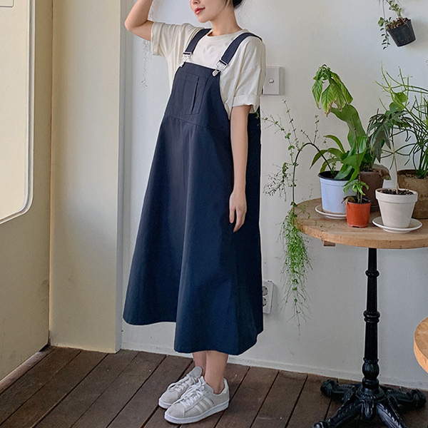 ポケットサスペンダーワンピース - [10代・20代女性ファッション,韓国