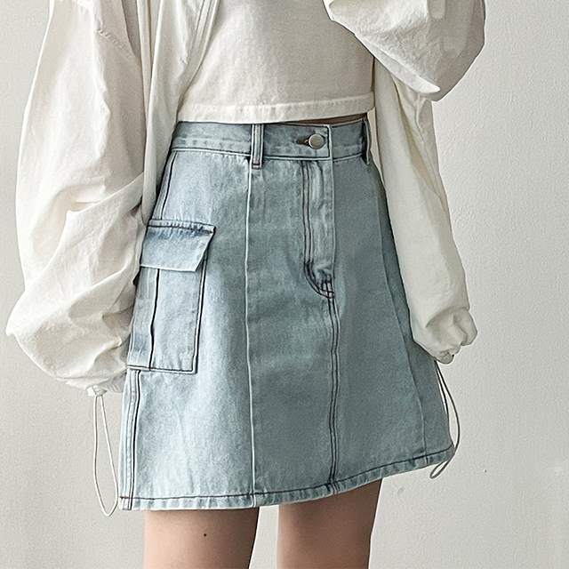 カーゴポケットデニムミニスカート - [10代・20代女性ファッション