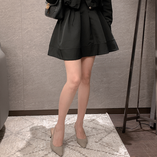 milly 紺×緑 ミニスカート 0サイズ フレアー あいまっ 高級織り生地