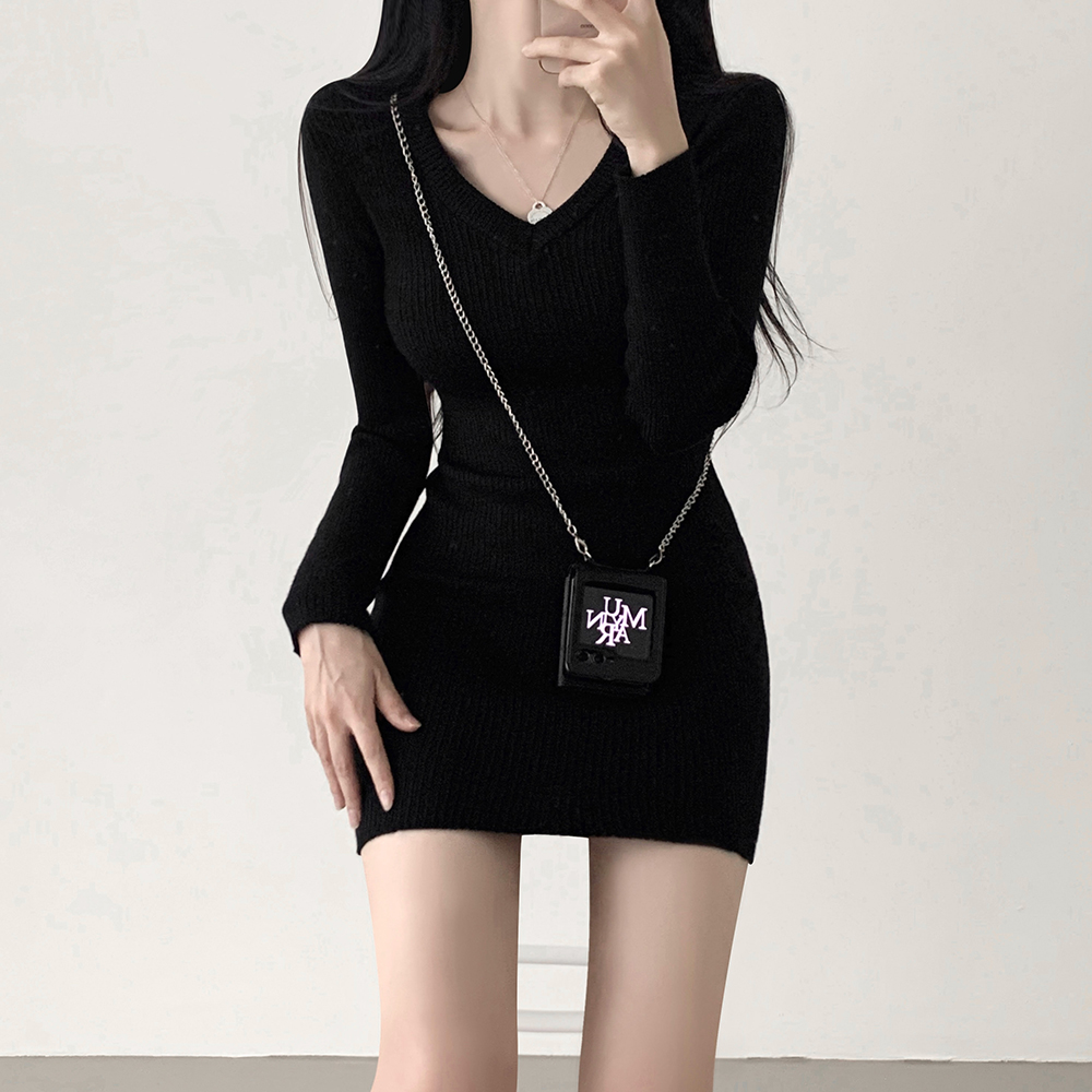 レディースVネックニットミニドレス❤️春可愛いお出かけ用ワンピース 楽天市場】4color レディース Vネックニットミニワンピース