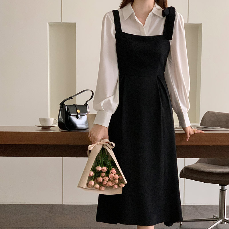 肩リボンジャンパースカート - [10代・20代女性ファッション,韓国通販