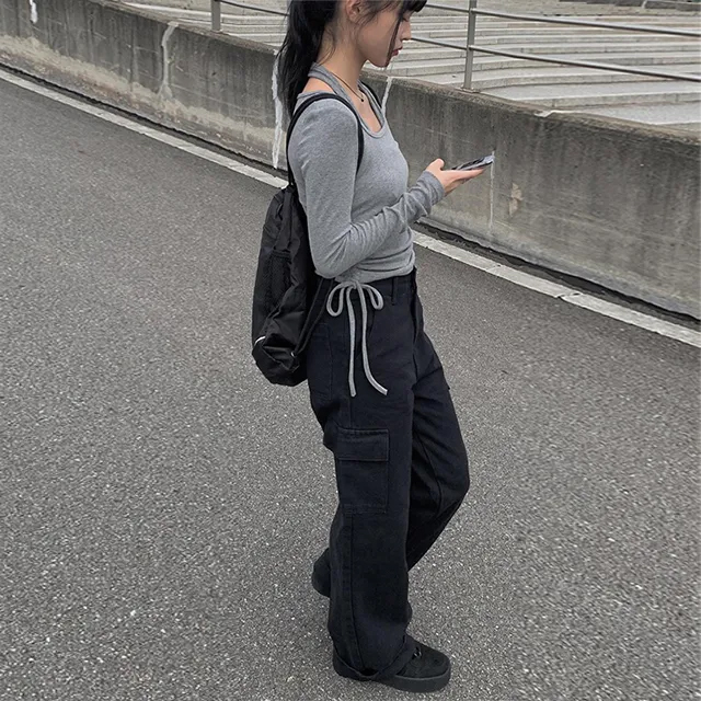 パーリーゲイツ シンチバック コットンパンツ サイズ 7 ブラック デイリーカーゴロングベーシックコットンパンツ｜ロングパンツ｜韓国