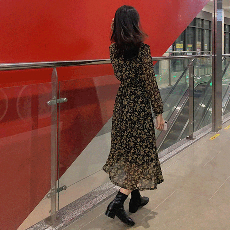 新品未使用sov. フラワーシフォンロングワンピース Sov. / フラワーシフォンワンピース DRESS Night STORE | ダブル