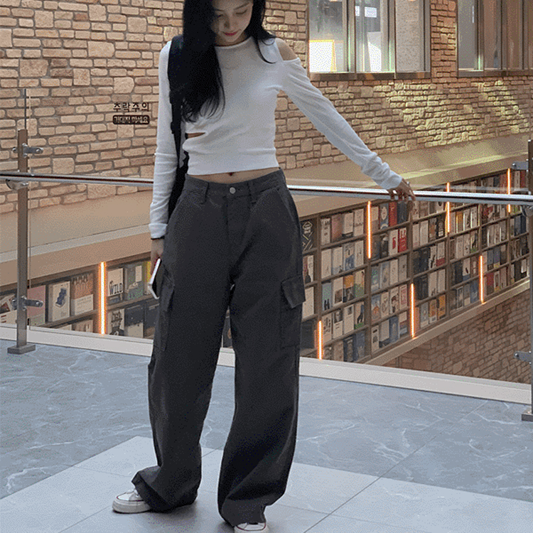 クラシックワイドカーゴパンツ - [10代・20代女性ファッション,韓国 ...
