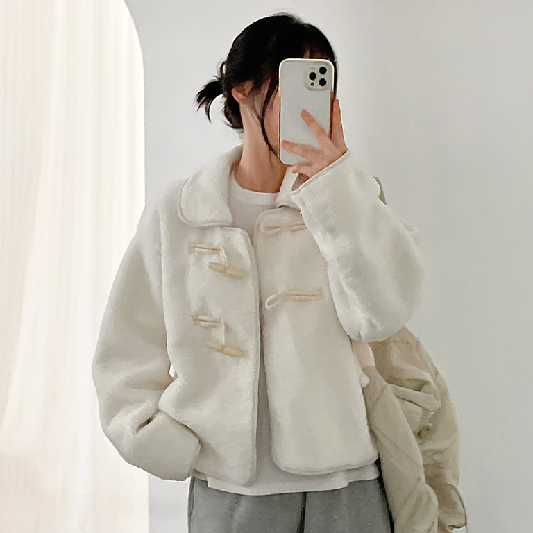 トグルボタンラウンドカラーボアジャケット｜コート｜韓国ファッション