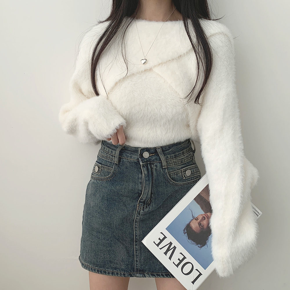 SET】クロスシャギーニットボレロ キャミソール｜ニット｜韓国