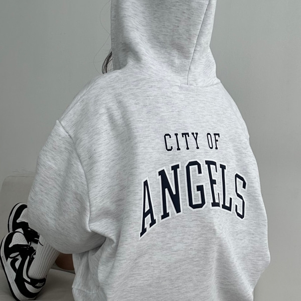 エンジェルスバックプリントルーズフィットジップアップパーカー