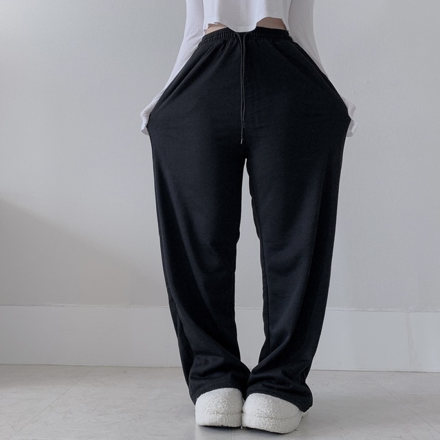 カジュアルコットンロングワイドパンツ｜コットンパンツ｜韓国