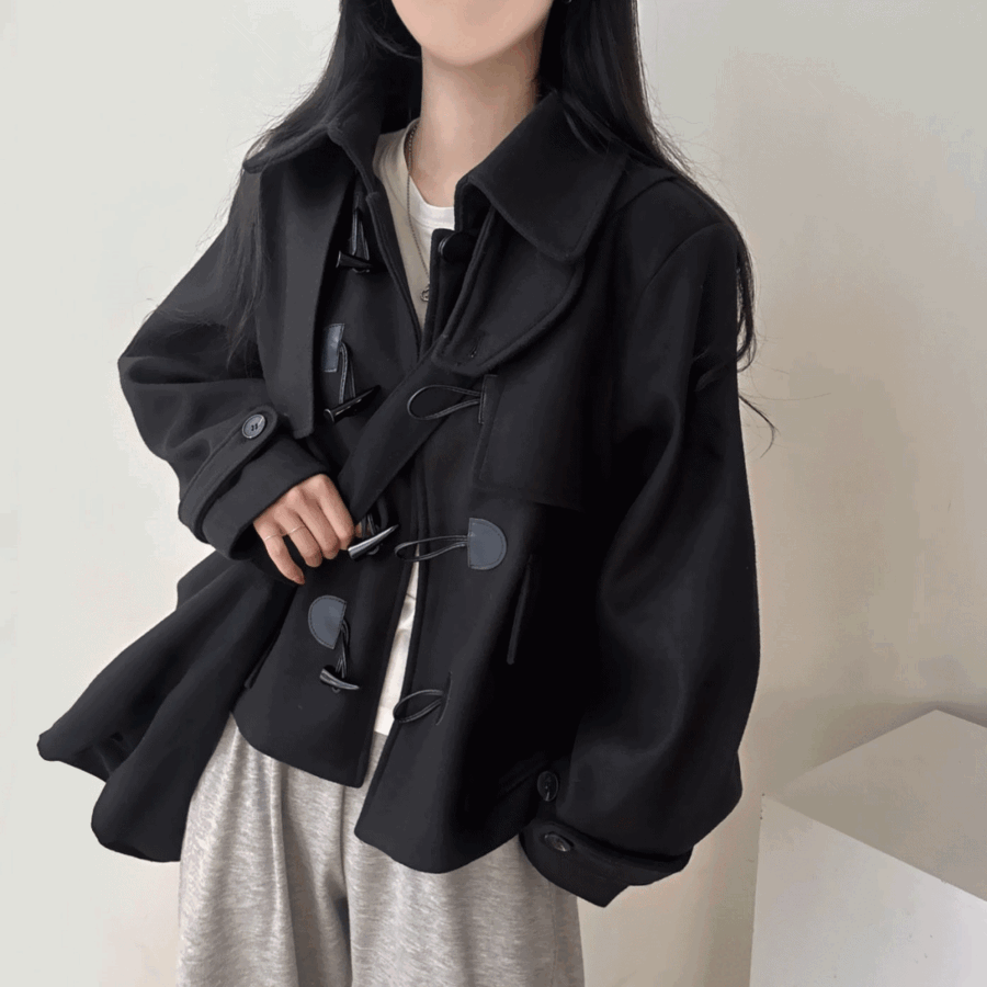 sonyunara ウールカラー ツーポケット ロングコート チャコール韓国