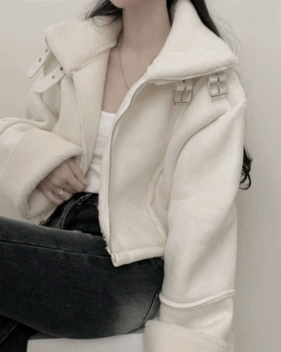 버클하이넥양털스웨이드무스탕자켓