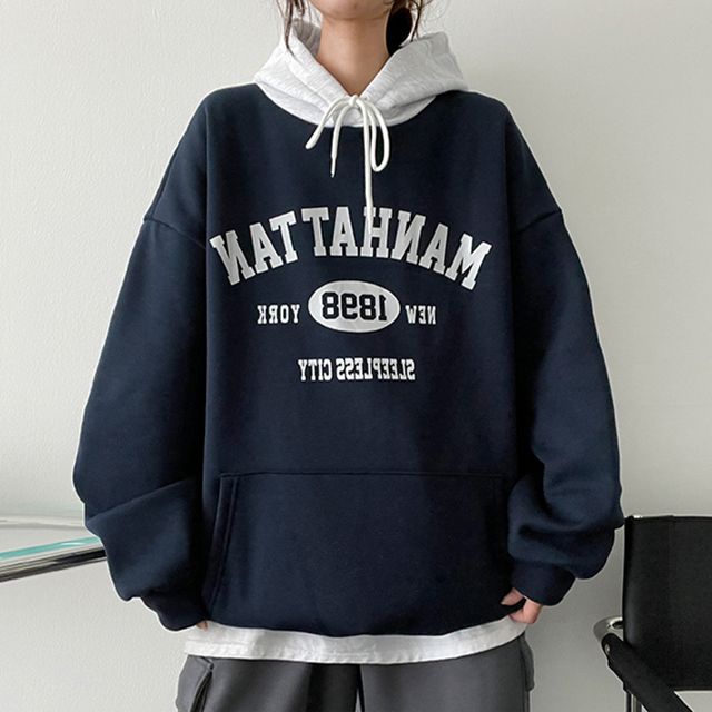マンハッタンバイカラーフードパーカー｜フード｜韓国ファッション通販 