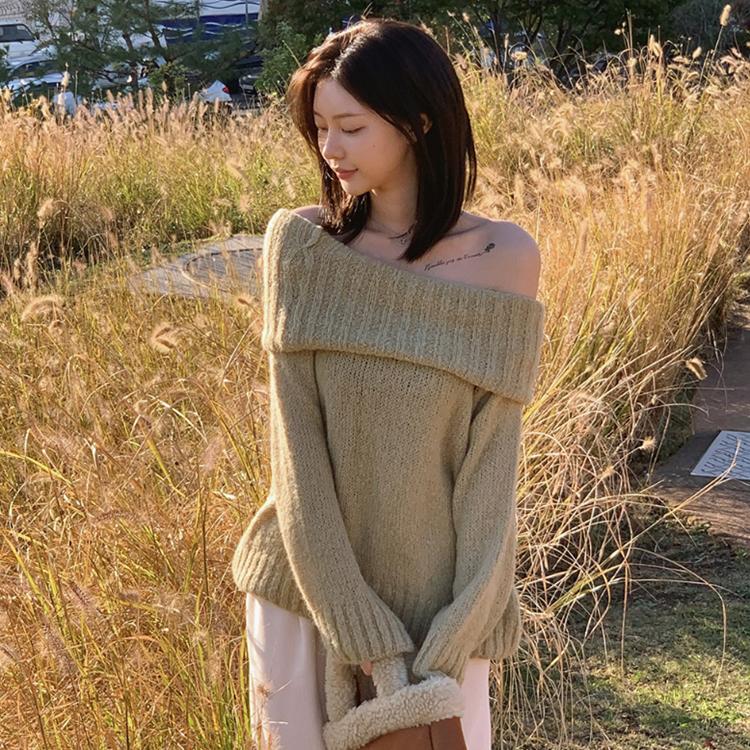 インスタントファンク 韓国 オフショル SHEL'TTER SELECT | 【INSTANTFUNK】フリル オフショルダー ニット