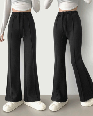 センターラインブーツカット厚手裏起毛バンディングパンツ