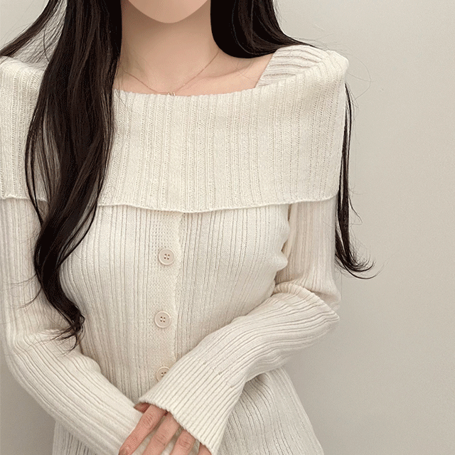 オフショルダーリブボタンニット｜ニット｜韓国ファッション通販 SONA