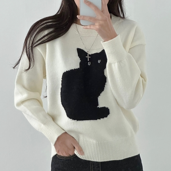 ねこさん専用　美品 OUAT  KNIT サイズ3 キャットラウンドネックニット｜ニット｜韓国ファッション通販 SONA