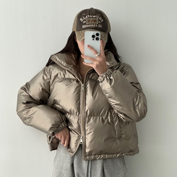 Juicy Couture★カラーブロックショートダウンジャケット JC231 SJP8644 グロッシーハイネッククロップショートダウン ダウン