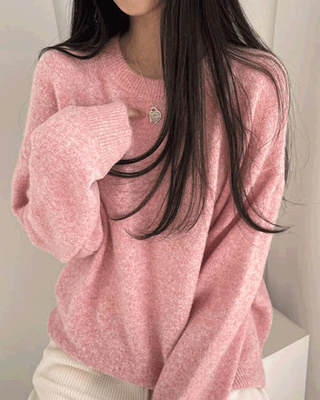 アルパカウールラウンドネックルーズフィットニット9色