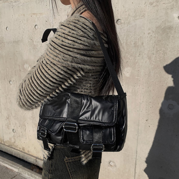 YONA様　スクエアショルダーバッグ　ヌビキルト(シルバーグレー、フォグブルー) ケスクルデザイン ハンドバッグ レディースMS-047 Quest ce Que